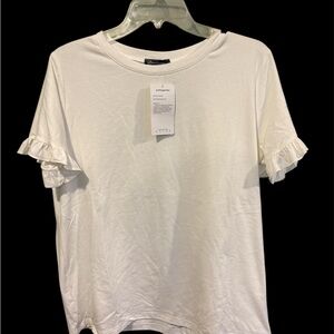 Chic White Ruffle Sleeve Tee